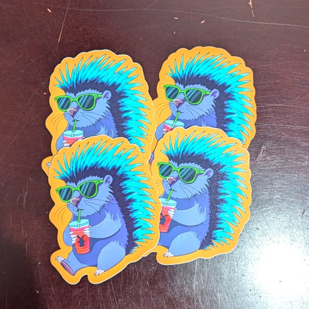 Dutch Bros Porcupine Stickers with Sunglasses